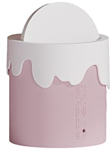 SUIOPPYUW Mini Tisch Mülleimer mit Schwingdeckel, Mülltonne, Aufbewahrung, Abfallkorb, Haushalt, Auto, Büro, Hotel, Wohnzimmer, Rosa