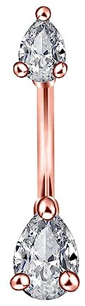 Daesar Anneaux de Nombril, Anneau Nombril Acier Chirurgical Piercing Ventre Femme Zirconium Double Goutte d'eau Bijoux de Piercing Corps