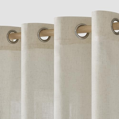 MIULEE Gardinen Vorhänge Schlafzimmer Vorhang Weiß Gardine Wohnzimmer Leinenoptik Gardinen mit Ösen Fenster Halbtransparent Vorhang Modern Innen Balkontür Küche Vorhänge 140 x 245 cm