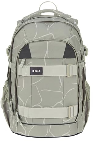 BOLD Lässig Schulrucksack mit Reflektoren und höhenverstellbarem Rückenteil/School Backpack Bold Curve sage