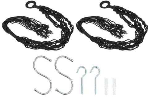 PATIKIL Makramee Hängende Pflanzgefäße 2 Pack 31 Handgemachte Hängepflanze Halter Blumentopf Hänger Blumentopf Hänger für Innen Außen Dekor Schwarz