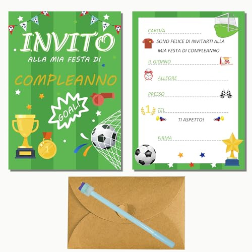 FZSECRIU 32pz Inviti Compleanno Bambino Biglietti Invito Festa Calcio Originale Carta Auguri Regalo Compleanno Bimbo Ragazzi,biglietti invito compleanno bambina,inviti battesimo bimbo