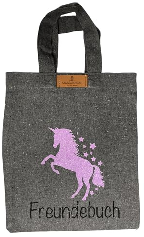LeMaLuMa | Personalisierte Freundebuchtaschen aus recycelter Baumwolle | Freundebuch Tasche mit Name und Motiv | 22 x 26 cm