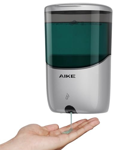 AIKE Seifenspender Automatisch Wandmontage, 650 ml Silberner Seifenspender Wandbefestigung, Flüssigseifenspender für Badezimmer und Küche, Modell AK1216