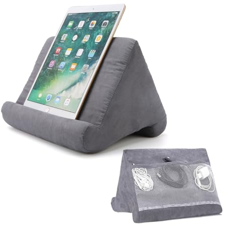 Ruspela Lap Beanbag Tablet Pillow Stand Multifunctional Phone Holder Reading Adjustable Angle Mobile Phones Tablet Holder Cushion Lap for IPad Cushion Stand for Desk Bed with Mesh Pockets