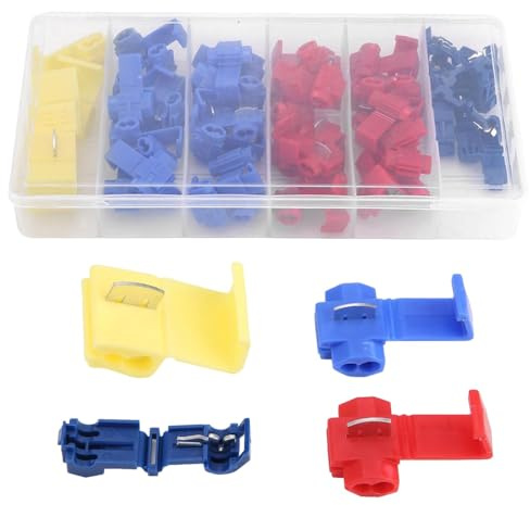 65Pcs Scotch Lock Wire Connectors, Quick Splice Connector Terminals Electrical Branch Connectors Insulated Wire Clips Assortment Kit for Automotive and Home Wiring Projects