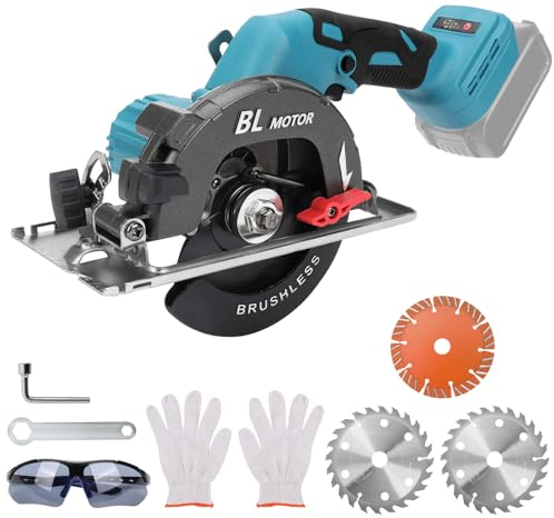 Mini Scie Circulaire Sans Balais Pour Makita 18 V Li-Ion Batterie - Avec 3 Lames de Scie - Peut Couper en Diagonale 6000 tr/min - Multifonction - Pour Travail du Bois (Sans Batterie)