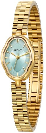 BERNY Gold Uhr Für Frauen Zierliche Damen Quarzuhr 3ATM Wasserdicht Mode Weibliche Armbanduhr Luxus Armband Uhren Idear Geschenk für Mädchen