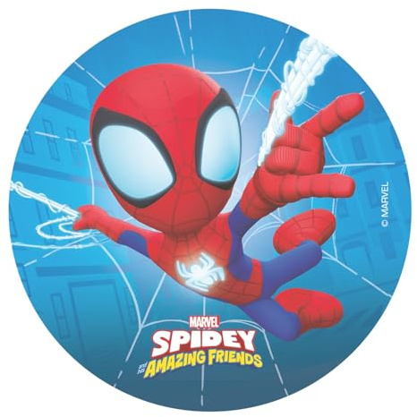 Dekora, Oblea Comestible de Spidey, Decoración para Tarta de Cumpleaños de Marvel, Disco Redondo 20 CM