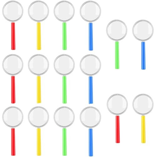 16 Stück Lupen, Mini Lupen Spielzeug Detektive Lupe Set Kunststoff Handlupe für Kindergeburtstag Outdoor Forscher Detektiv Rollenspiel Zubehör für zu Hause Schule Outdoor