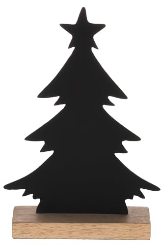 EGLO LIVING Deko Baum Baliguian, Weihnachtsdeko Wohnzimmer | Tischdeko Weihnachten aus Holz in Natur und Metall in Schwarz, Adventsdeko Fensterbank, 22 x 15 cm
