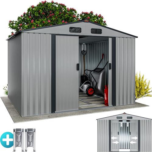 GARDEBRUK® Casetta per Attrezzi da Giardino Capanno in Metallo da Esterno 5m² con Base 260x205x180cm Capannone XXL