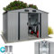 GARDEBRUK® Cobertizo de Jardín XXL Caseta Exterior 5m² con Base 260x205x180cm 9m³ Puerta Corrediza Gris Metálico