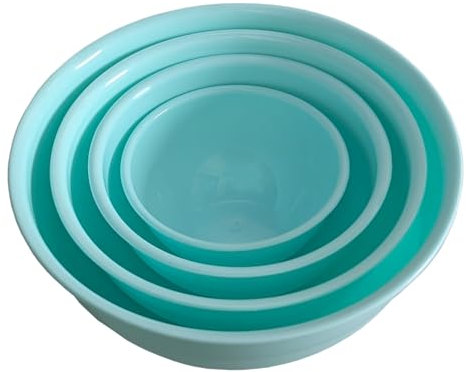 plasteo Schüsselset 4-teilig Rund, Edle Schüsseln für die Küche 0,5 L - 3 L, BPA-Frei, Servierschüssel, Rührschüssel, Salatschüssel, stapelbar - Farbe Türkis