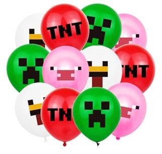 Yoimckay 16 Pezzi Palloncini Decorazione per Feste di Compleanno Bambini - Cartoon Lattice Multicolore