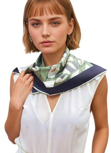 Prettystern Carré de Soie Unisexe – Petit Foulard en Soie Roulotté Main, Tour de Cou Léger, Accessoire Printemps Été Femme Homme