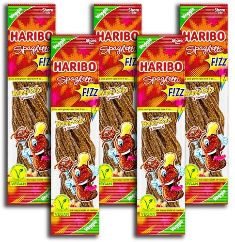 5 er Pack Haribo Spaghetti Happy-Cola FIZZ vegan 5 x 200g Fruchtgummi Sauer