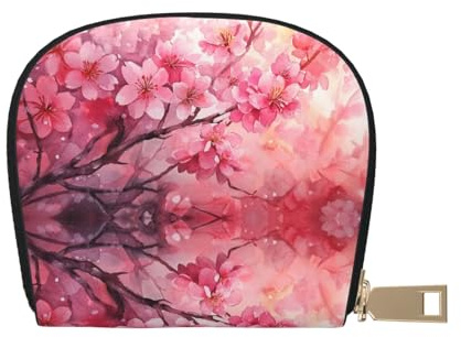 ASDJHFABKY Watercolor Cherry Blossom Leather Bag Cherry Wallet Watercolor Card Pack New Parents - Pediatrician and Pharmacy Cards 9X11CM