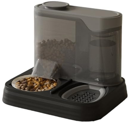 Alimentador automático para Mascotas, dispensador de Comida para Gatos Negro, para Gatos, dispensador de Comida y Agua para Gatitos, dispensador de alimentación 2 en 1 a Prueba de