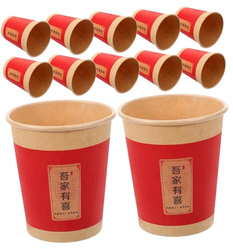 BESTYASH 50pcs Paper Cups for Chinese Weddings Disposable Single Use Party Cups for Liquor Juice Beverages Elegant Design for Celebrations Festivities