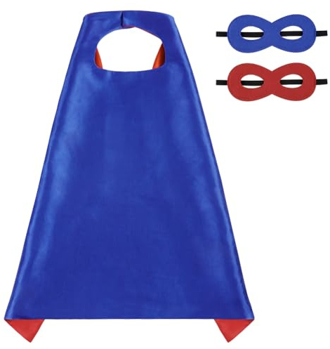 AUYAO Superhjältekepsar för barn, 2 st superhjältekepsar och masker, superhjältemask, superhjältemask, superhjältedräkt, flicka, pojke, utklädnad för cosplay, halloween, karneval, B-kjol + röd rosa