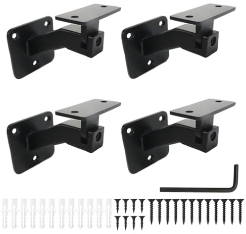 4 Pcs Adjustable Handrail Brackets, Black Railing Bracket for Staircase, Swivel Hand Rail Banister