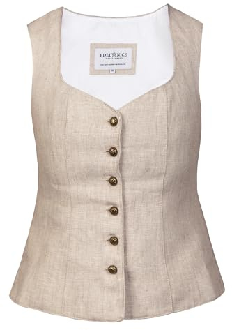 Edelnice Trachtenmode Trachten Mieder Korsage Lotta aus Leinen Gr. 32-50 (DE/NL/SE/PL, Numerisch, 44, Regular, Regular, Creme)