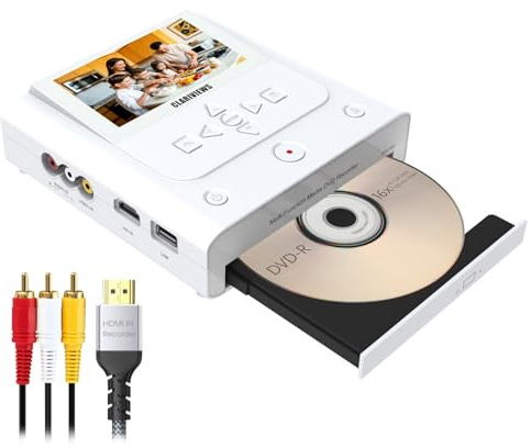 VHS to DVD Recorder, DVD Recorder with HDMI & AV Input, Convert VHS, VCR, Hi8 and Camcorder to DVD, USB, SD or HDD, No PC Needed, 4.3 LCD Preview, Phone Video/Photo to DVD/USB/SD/HDD App Copy