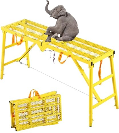 Plateforme d'échafaudage Pliable réglable, Banc de Travail en métal, escabeau Robuste et Polyvalent avec Pieds antidérapants, pour 2 à 3 Adultes Maximum, Couleur Unique