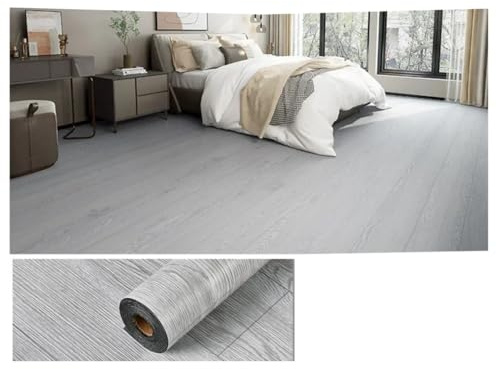 Linoleum Pavimento Rotolo Carta Da Parati Effetto Legno Retrò 3D, Piastrelle Impermeabili For Pavimenti Staccabili E Adesive, Adesivo Rimovibile, 1 Rotolo 118'' X 15,7''(Gray Wood)