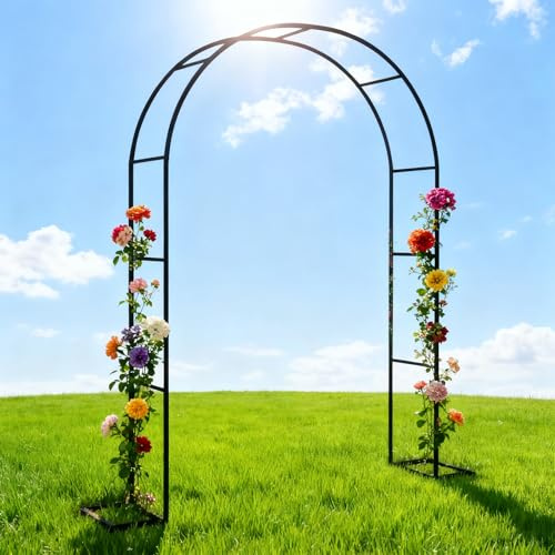 Rosenbogen Aus Metall Stabil 1m~4.9m Breit Rankgitter Rosenhilfe Aus Pulverbeschichtetem Stahl,gartenbogen Metall Groß Rankbogen Torbogen Rankhilfe Für Kletterpflanzen Und Rosen(An2.8xal2.4m)