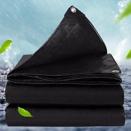 Bâche de Protection avec Oeillets 1.5 x 1.5 m Couverture Textile de La Gamme Premium 200G M², Taille Personnalisable Couverture Étanche pour Jardin, Table, Bois, Noir