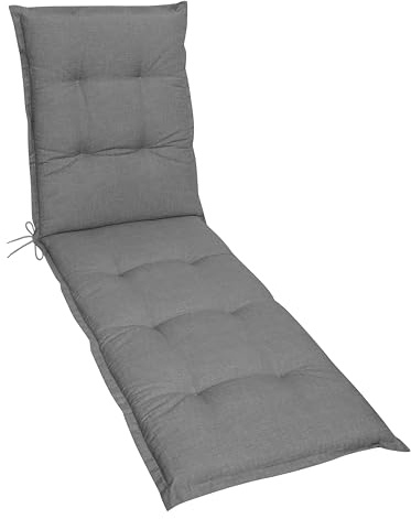 Gardissimo Liegenauflage Premium Grau, 195 x 60 x 8 cm | Baumwollmischgewebe, Schaumfüllung, Eckbänder & Einstellband, Made in EU