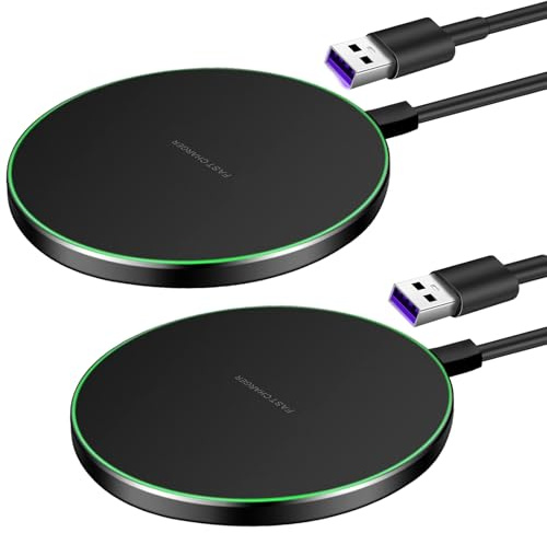 Lot de 2 station de charge inductive 35 W - Chargeur sans fil - Fonction de charge rapide - Station de charge Qi - Compatible avec iPhone 16/15/14/13/12 Pro Max, Samsung Galaxy S25/S24/S23 Ultra
