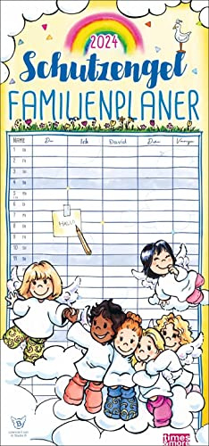 times&more Schutzengel Familienplaner 2024. Kalender mit 5 Spalten - praktischer Familienplaner für die Wand mit süßen Schutzengeln als Blickfang. Familienkalender 2024.