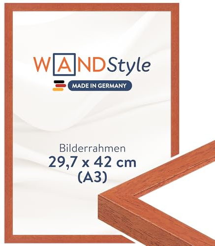 WANDStyle Bilderrahmen A3 Kirschbaum, DIN A3 Bilderrahmen Holz 30x42 cm | Hochwertiger Holzbilderrahmen, Posterrahmen zum Aufhängen, Rahmen 30x42 cm, Fotorahmen H950 - Made in Germany