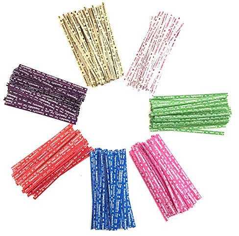 700 Pcs Paper Iron Wire Twist Ties Bag Ties for Birthday Party Goodie Bags Wedding Treat Gift Bags Cellophane Candy Cake Bags Cake Lollipop Gifts Sealing Package(2 Pack)