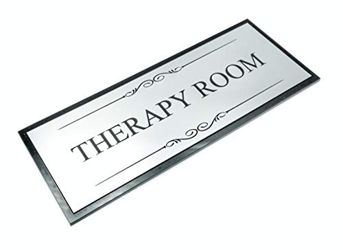 Therapy Room Black and Silver Door Sign Plaque - Acrylic (Size 19.5cm x 7.6cm) supplied with adhesive strips