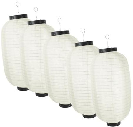 5 stücke chinesisch japanisch laternen wasserdicht faltbare seidenlaterne weihnachten silvester hochzeit hängen dekorationen garten ornamente 24x45 cm (beige)