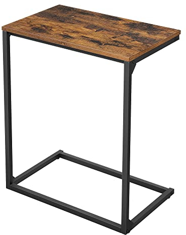 VASAGLE Beistelltisch Couch, Kleiner Sofatisch, Kaffeetisch, Schlafzimmer, Wohnzimmer, Arbeiten im Bett oder auf dem Sofa, einfacher Aufbau, stabil, Industriestil, vintagebraun-schwarz LNT52BX