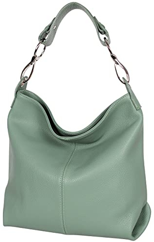 AMBRA Moda GL033 - Damen echt Ledertasche Handtasche Schultertasche Henkeltasche Beutel (Avocadogrün)
