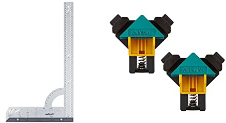 wolfcraft Squadra multiuso I 5206000 I Per misurare, tracciare, disegnare e tagliare in modo guidato & ES 22 morsetti per giunzioni I 3051000 I Per il fissaggio rapido e semplice di tavole e cornici