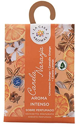 La Casa de los Aromas - Set Sobres Perfumados - Pack Bolsitas Aromáticas Canela Naranja con Colgador - Saquitos con Fragancia para Armario, Cajones, Ropa, Zapatero, Maleta - 12 Unidades
