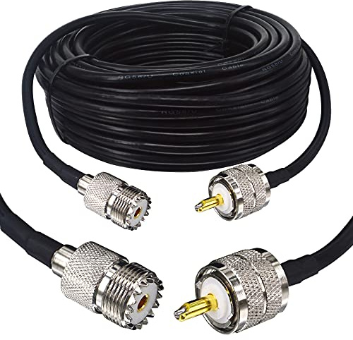 Boobrie Verbessert 15M UHF Kabel SuperFlex RG58 Pro Koaxialkabel Adapter PL259 SO239 Koaxialkabel UHF Stecker auf UHF Buchse CB Verlängerungskabel Verlustarmes Kabel für CB Amateurfunk/Antenne