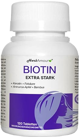 Biotin Extra Strong I Biotin Hochdosiert Für Haare I Haar Vitamine Für Frauen Gegen Haarausfall I Haarvitamine Für Haarpflege, Um Haarwachstum Zu Beschleunigen I 120 Tabletten