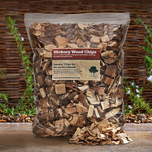 Hickory BBQ Smoker Wood Chips Jumbo 4.5 Litre Bag – (24 Great Flavours 100% Natural Nothing Added) Smoking Food in a Smoker/BBQ - Many from our own Woodland (Hickory)