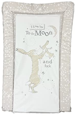 Obaby Guess How Much I Love You Baby Changing Mat, Grey Scribble Soft Padded Waterproof Wipe Clean Nursery Changing Mat