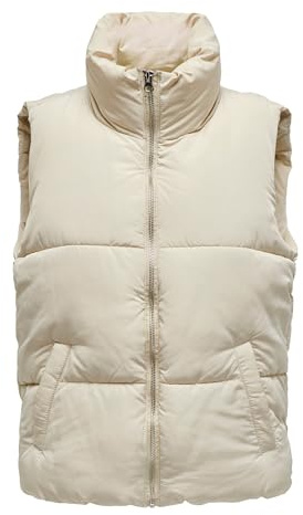 JDY Damen Jdynewerica Short Waistcoat Otw Noos Weste, Moonbeam/Detail:SILVER ZIPPER, M EU