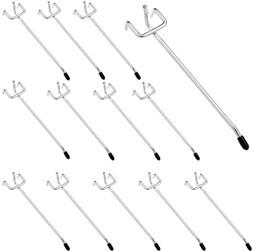 TiciKim 20 Piezas Ganchos para Tableros Ggujeros de Metal, Ganchos para Tablero de Clavijas Ganchos para Panel Pared Perforada de Bricolaje para Estante de Exhibición Minorista 15cm