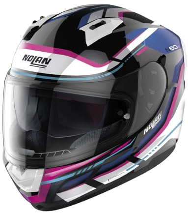 Nolan N60-6 Lancer Integralhelm (schwarz/weiß/pink/blau), M (57)